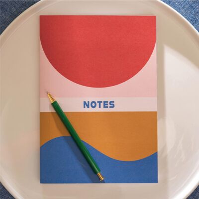 A5 Lay Flat Notebook | Cobalt & Peach Geometric | Lined