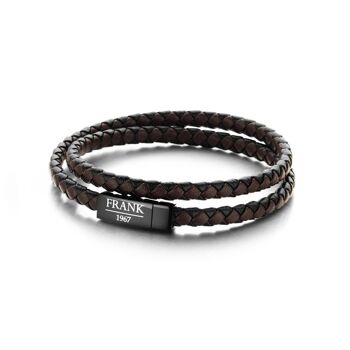 Bracelet wrap cuir tressé marron/noir - 7FB-0155 1