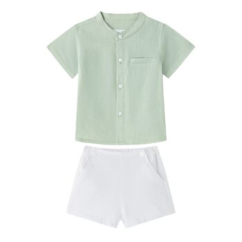 Ensemble chemise et pantalon vert bébé 1