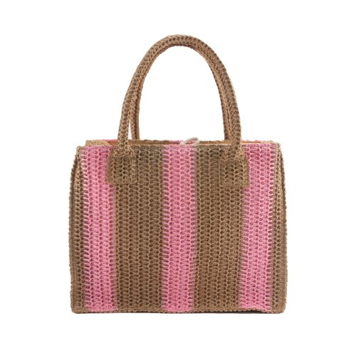 DAVINCI Pescara Straw Tote Bag | Pink Stripes