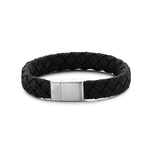 Black braided leather bracelet - 7FB-0200