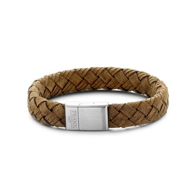 Brown braided leather bracelet - 7FB-0201