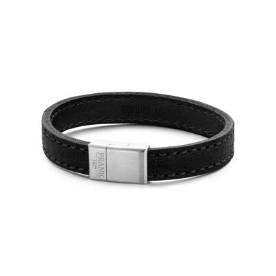 Bracelet cuir noir surpiqué - 7FB-0202