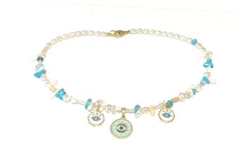 Collier perles, pierres précieuses et charms 2