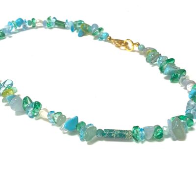 Necklace turquoise crystal/pears/gemstone
