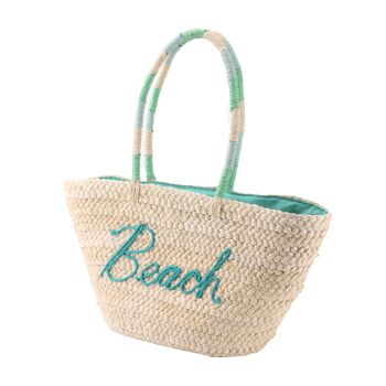 DAVINCI Pise Sac de plage | Naturel | Broderie verte 2