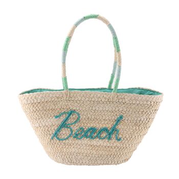 DAVINCI Pise Sac de plage | Naturel | Broderie verte 1