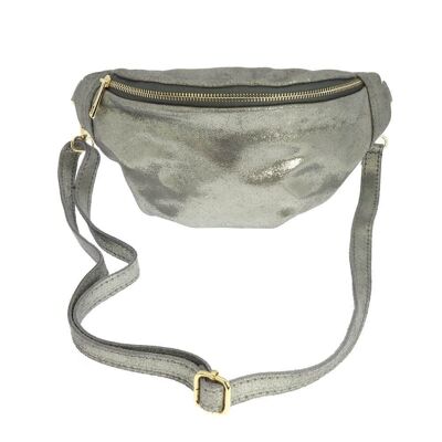 Matte glittery banana L leather bag