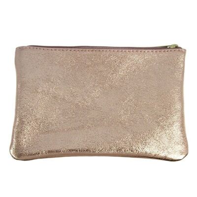 Pochette zip L en cuir