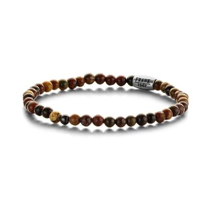 Brown picasso beads bracelet with stainless steel bead - 7FB-0314