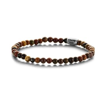 Bracelet perles picasso marron avec perle acier inoxydable - 7FB-0314 1