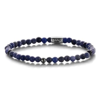 Bracelet en perles de sodalite bleue avec perle en acier inoxydable - 7FB-0317 1