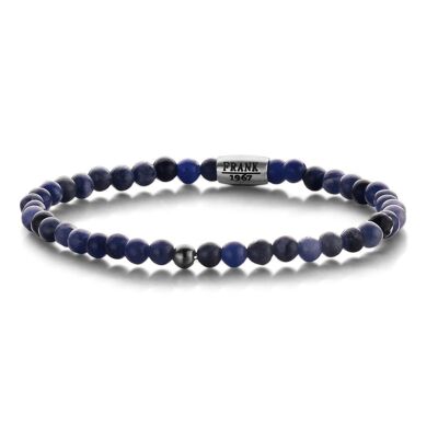 Blue sodalite beads bracelet with stainless steel bead - 7FB-0317