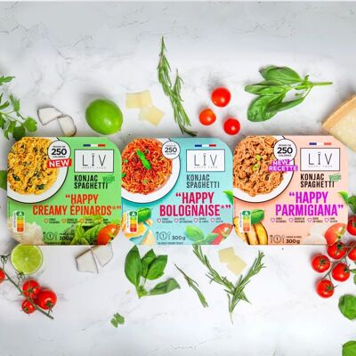DISCOVERY BOX 6 ready meals of 300g (2x HAPPY BOLOGNAISE 2x HAPPY PARMIGIANNA 2x HAPPY CREAMY SPINACH
