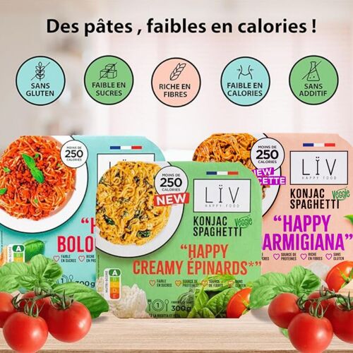 Assortiment découverte de plats cuisinés de konjac & avoine, faibles en sucres et sans gluten