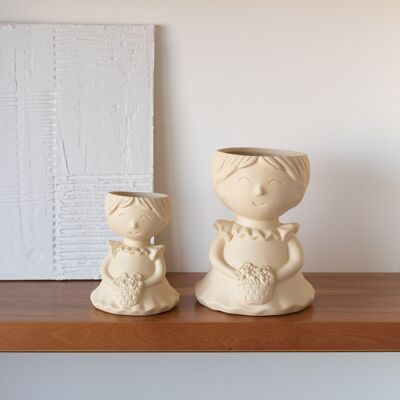 Set of two doll ceramic vases