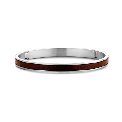 Brown leather bangle - 7FB-0342