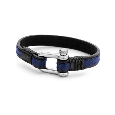 Dark blue leather bracelet - 7FB-0352