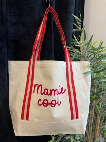 Sac shopping rouge " Mamie cool"