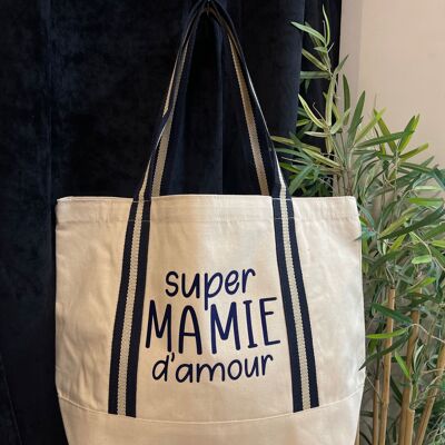 Marineblaue Einkaufstasche „Super liebevolle Oma“