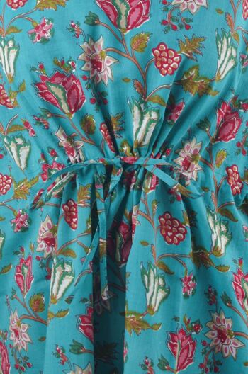 Couverture en coton imprimé en bloc / Kaftans - Turquoise Floral 2