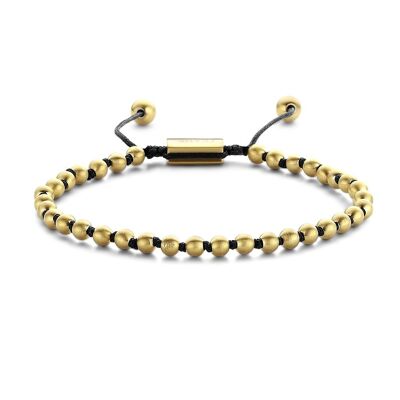 Gold color woven matt steel beads bracelet - 7FB-0377