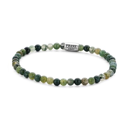 Steel moss agate beads bracelet - 7FB-0379