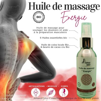 Huile massage musculaire et articulations Bio "Energie"
