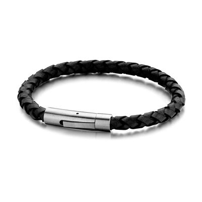 Bracelet en cuir noir - 7FB-0407