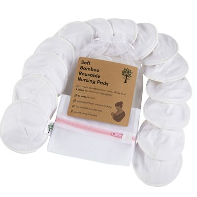 Coussinets d'allaitement en bambou réutilisables en blanc - paquet de 14