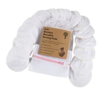 Coussinets d'allaitement en bambou réutilisables en blanc - paquet de 14 1