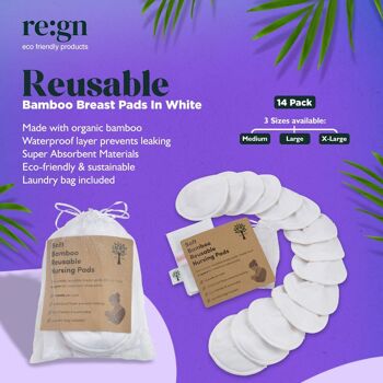 Coussinets d'allaitement en bambou réutilisables en blanc - paquet de 14 5