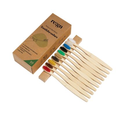 Lot de 10 brosses à dents en bambou - Adulte