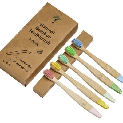 Bamboo Toothbrushes 5 Pack - Kids