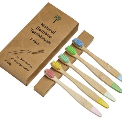 Bamboo Toothbrushes 5 Pack - Kids