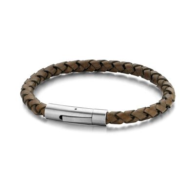 Grey green leather bracelet - 7FB-0410