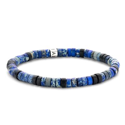 Matt dark blue and black agate bracelet - 7FB-0420