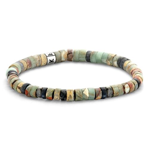 Matt light green and black agate bracelet - 7FB-0423