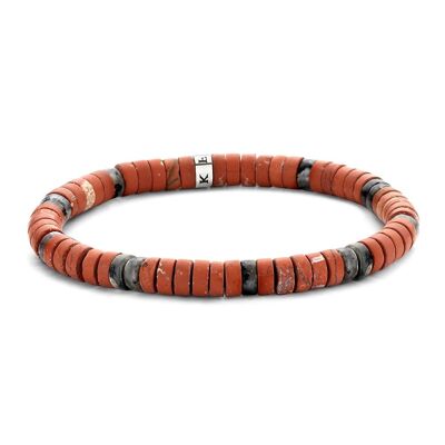 Matt red and black agate bracelet - 7FB-0425