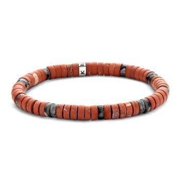 Bracelet en agate rouge et noire mate - 7FB-0425 1