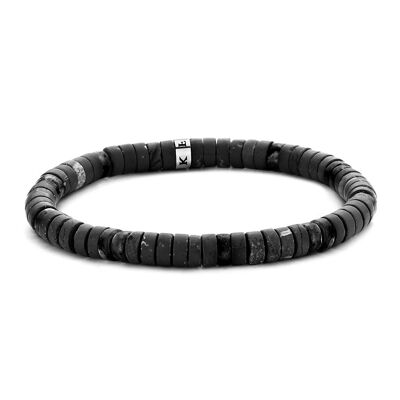 Bracelet en agate grise et noire mate - 7FB-0426