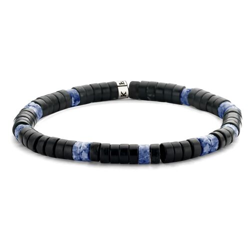 Matt dark blue and black agate bracelet - 7FB-0428