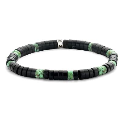 Matt green and black agate bracelet - 7FB-0429