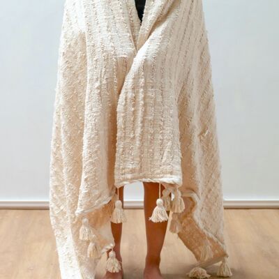 Boho blanket cotton blanket bedspread sofa blanket 110x200 cm TENUN Hand-woven from cotton