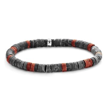 Bracelet en agate rouge et noire mate - 7FB-0433 1
