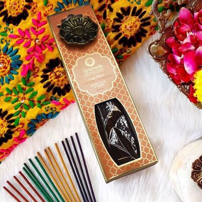 Song of India - Ayurveda Incense sticks with Metal hanging burner - Sage Mint (Kapha) - 25 grams