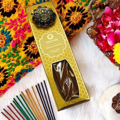 Song of India - Ayurveda Incense sticks with Metal hanging burner - Tuberose Jasmine (Vata) - 25 grams