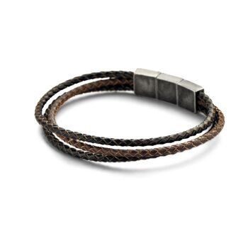 Bracelet en cuir multicolore avec élément en acier - 7FB-0437 1