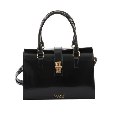 Federica - Large trunk bag with double closure and double handles Black