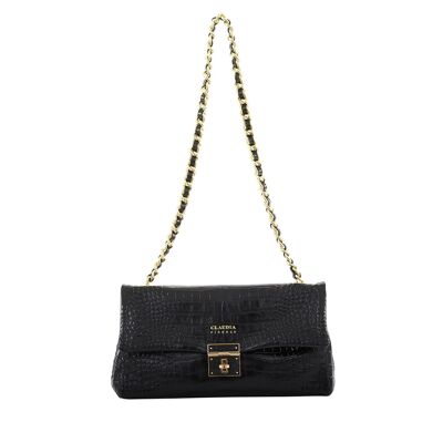 Fedra - Coconut bag with chain Black